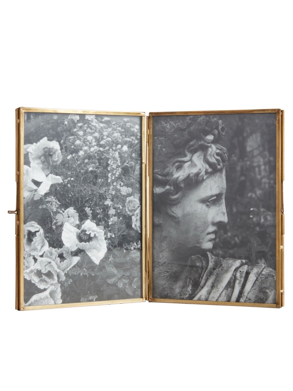 NWOT Antique Brass Hinged Double Picture Frame